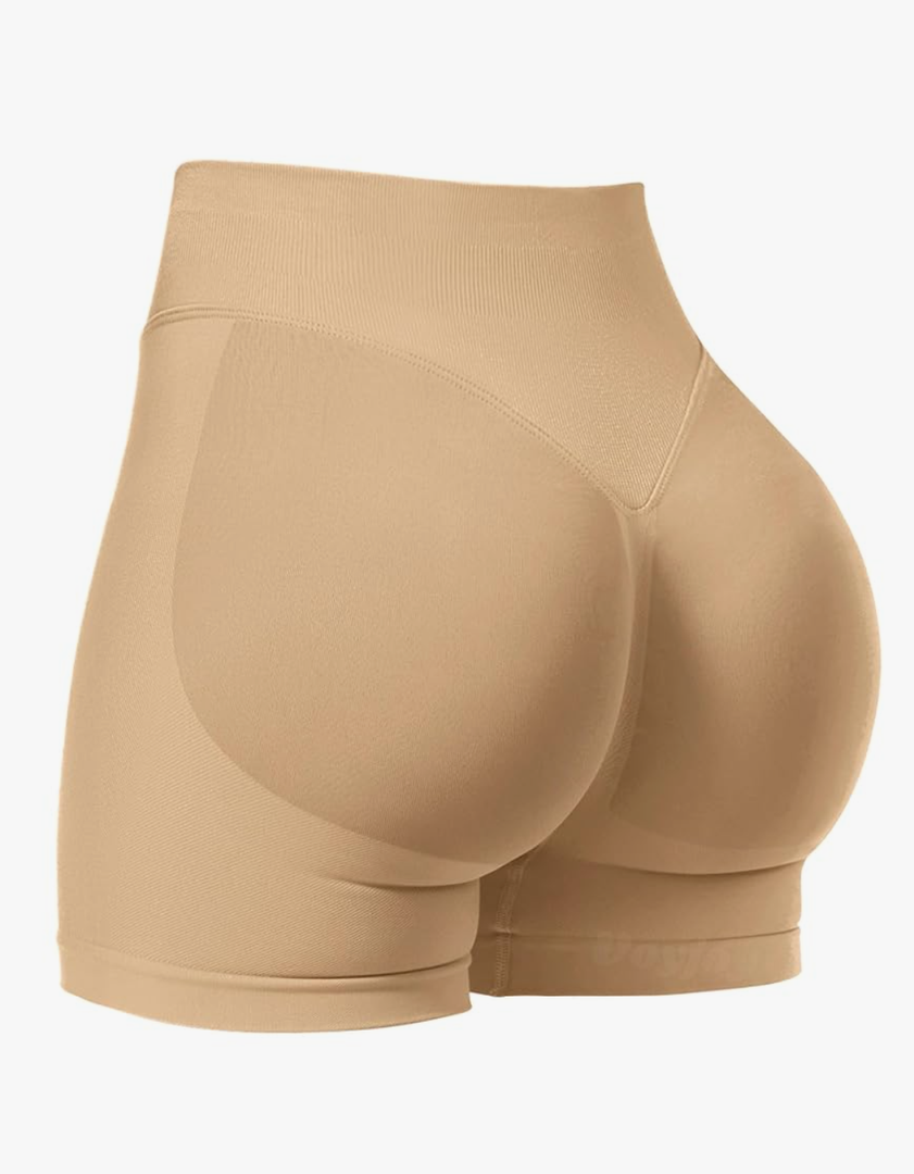 VOYJOY Women Workout Impact Shorts 3.6"/ 4.5"/ 6" Scrunch Butt Lifting Gym Seamless Booty Biker Shorts , Small, Deep Apricot