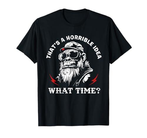 Retro That's A Horrible Idea What Time Monkey T-Shirt, 3XL