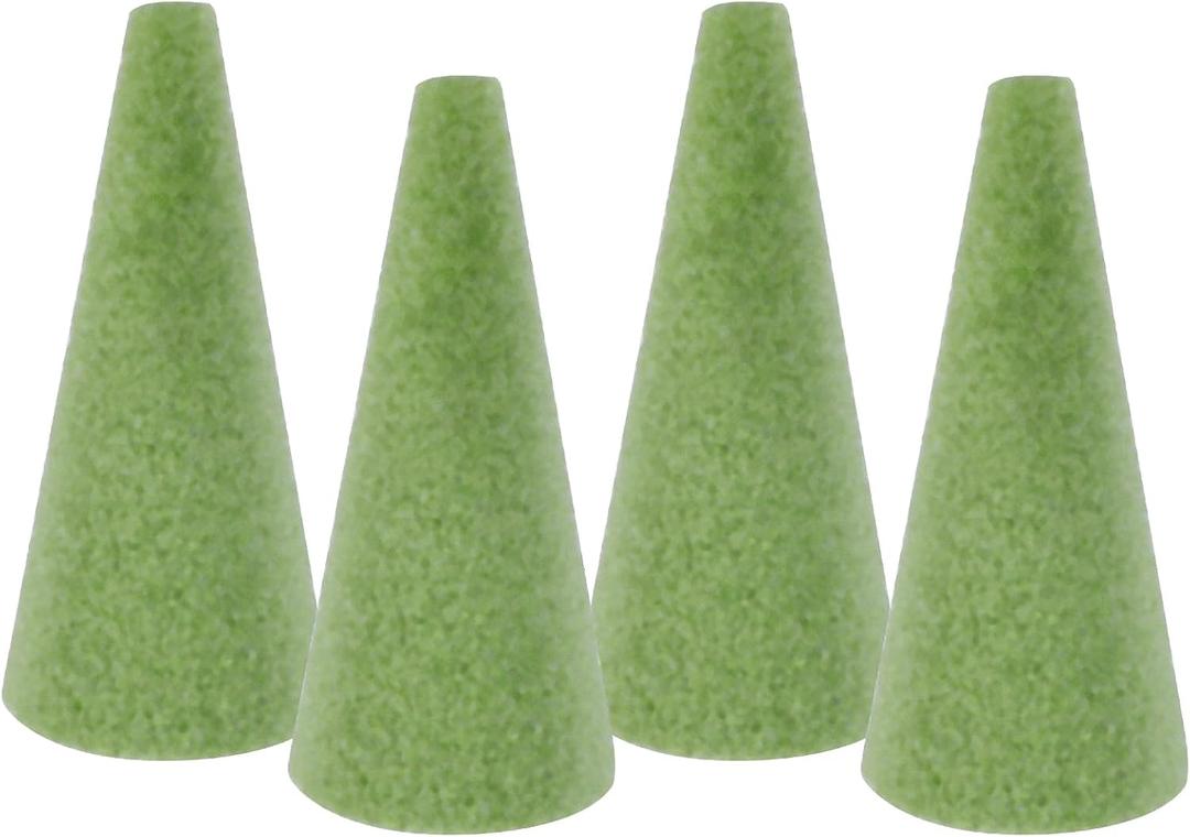 STEFORD 4Pcs Floral Foam Tree Cones, Foam Blocks Green Foam for Flower Arrangements Crafts Florist Wedding Birthday Garden Artificial Flower Holder Vase Plant Decorations 5.9 Inch x 2.75 Inch
