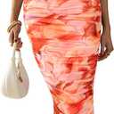 PRETTYGARDEN Women's Summer Maxi Floral Dresses Ruched Bodycon Sleeveless Mesh Formal Wedding Guest Cocktail Split Long Dress, Large