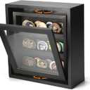 Challenge Coin Display Holder, Military Coin Holder Display Case with Magnetic Display Door, Double-Sided Rotating Coin Stand Rack with Anti-Slip Velvet Grooves for Honoring Veterans & Collectors