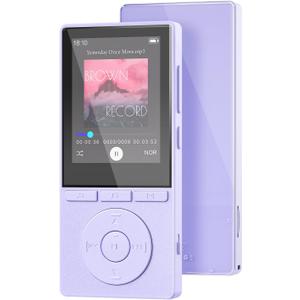 64GB MP3 Player with Bluetooth 5.3, Music Player with HiFi Sound for Sports Runners, 2.4" Screen MP3 Player Built in HD Speaker Voice Recorder E-Book, Expanded Up to 128GB, Earphone Included, Purple