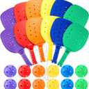 Plastic Paddleball Racket with Balls PE Equipment for Elementary School 15.2 x 7.5 Inches Paddle Ball Racket with Lanyard Physical Education Classes Equipment 6 Colors