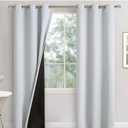 Greyish White Blackout Curtains 84 Inch Length 2 Panels for Living Room, Thermal Insulated 100% Light Blocking Soundproof Grommet Window Curtains for Bedroom with Liner, Each 42 Inch Wide