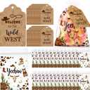 Blulu 50 Sets Western Party Decorations Western Gift Bags with Tags Wild West Candy Goodie Organza Bags for West Cowboy Wedding Birthday Baby Shower Baptism Supplies