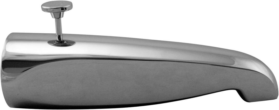 Westbrass D3111-26 8-1/2" Reach Wall Mount Tub Spout with Rear Diverter, 1-Pack, Polished Chrome