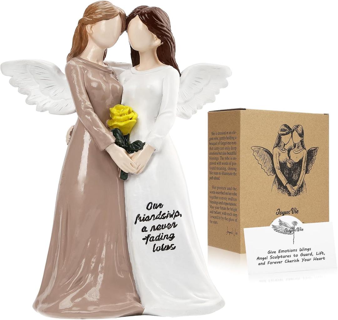 Gifts for Women, 6.3" Guardian Angel Statue Figurine of Two - Heartwarming Gift for Mom, Her, Teen Girl - Symbol of Companionship & Hope, Home Decor