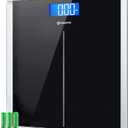 Etekcity Bathroom Scale for Body Weight, Highly Accurate Digital Electronic Weighing Machine for People, LCD Display, Large Size, 6mm Tempered Glass for Safe Home Use, Batteries Included, 400 lbs (Black)