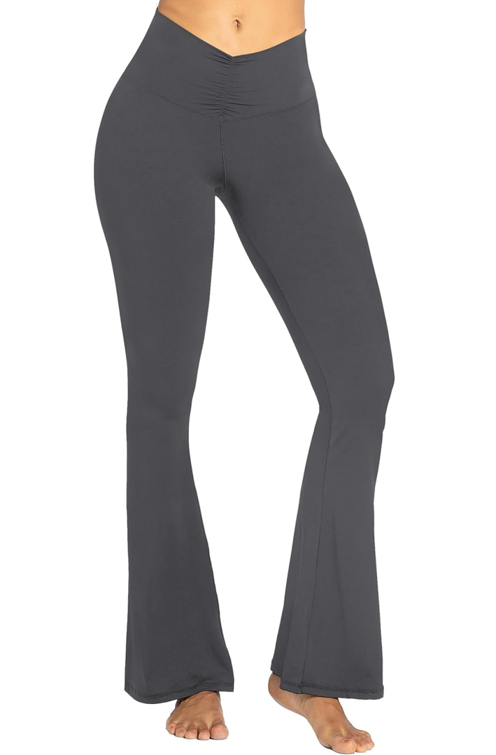 Sunzel Flare Leggings, Crossover Yoga Pants with Tummy Control, High-Waisted and Wide Leg Black Medium