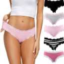 LYYTHAVON Womens Underwear Soft Breathable Cotton Brief Ladies Panties 5-Pack (X-Large, Multicolored I,5 Pack)