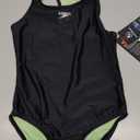 Speedo Girl's Swimsuit One Piece Closed Racerback (8, 2023 Anthracite)