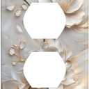 Decorative Art Light Switch Covers Elegant Beige Floral Switch Plate Cove 1 Gang Single Duplex Outlet Wall Plate Switchplate Electrical Faceplate