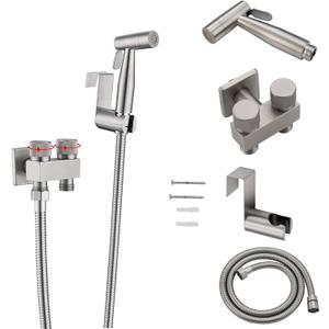 Handheld Bidet Sprayer for Toilet, Rzoeox 1-In-2-Out Dual Switch Valve with Water Pressure Control Sprayer for Feminine Wash Pet Shower Muslim Shower Cloth Diaper Set Toilet