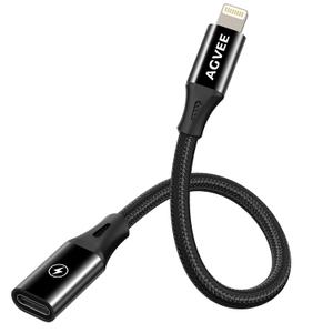 AGVEE 2 Pack 4 inch USB-C Female to Lightning Male Adapter, 30W Fast Charging Charger Converter for iPhone 14 13 12 11 Airpods iOS Device Carplay, Not for Audio, Black