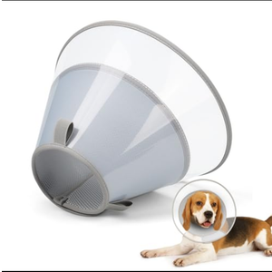 Joypig Dog Cone Collar with Soft Pad, Transparent Elizabeth Recovery Collar for Large, Medium, Small Dogs to Stop Licking, Pet Head Cone Alternative After Surgery, Neutering, Injury (M)