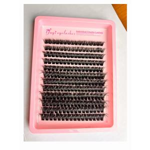 2 x False Eyelashes100 D,Lash Clusters 10-18mm C/D Curl, 168-300PCS Faux Mink DIY Eyelash Extensions, Soft Thin Band Wispy Individual Lashes for Beginners 1#