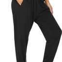 UEU Women's Soft High Waist Yoga Joggers Pants Loose Fitting Workout Sweatpants Baggy Comfy Lounge Sweat Pants with Pockets(Black, S)
