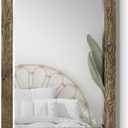 Wexford Home Walnut Vanity Mirror Rectangular Barnwood Framed Wall Mirror for Home Decor, Vertical or Horizontal Hanging, 41x29