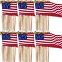 Shimeyao 450 Pcs Small American Flags on Stick 8 x 12 Inch Mini US Flags Wooden Stick Bulk for 250th Anniversary Lawn Yard 4th of July Decorations Independence Memorial Day Patriotic Party