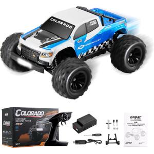 Brushless RC Truck, Super Fast RC Cars, 1/18 Chevrolet Colorado Hobby RC Trucks, 45km/h High Speed Remote Control Car (42mph with 3S) for Adults, Blue