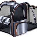 Lekebobor Extra Large Cat Backpack Carrier Expandable Pet Carrier Backpack for Small Dogs Medium Cats Fit Up to 18 Lbs, Dog Backpack Carrier, Foldable Puppy Backpack Carrier for Travel, Hiking, Striped