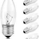 40W Incandescent Torpedo Tip Chandelier with Crystal Clear Incandescent Light Bulbs Tip Light Bulb and Medium E26 Candelabra Base (6 Pack)