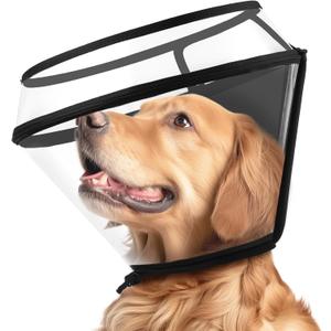 Dog Cone Collar for After Surgery,Transparent Dog Cones Alternative for Small Large Medium Size Dogs,Adjustable Depth Pet Recovery Collars, Elizabethan Collar for Dogs Stop Licking Wound, Size S