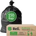 Reli. EcoStrong 33 Gallon Trash Bags | 150 Count Bulk | Black | Eco-Friendly | Made from Recycled Material