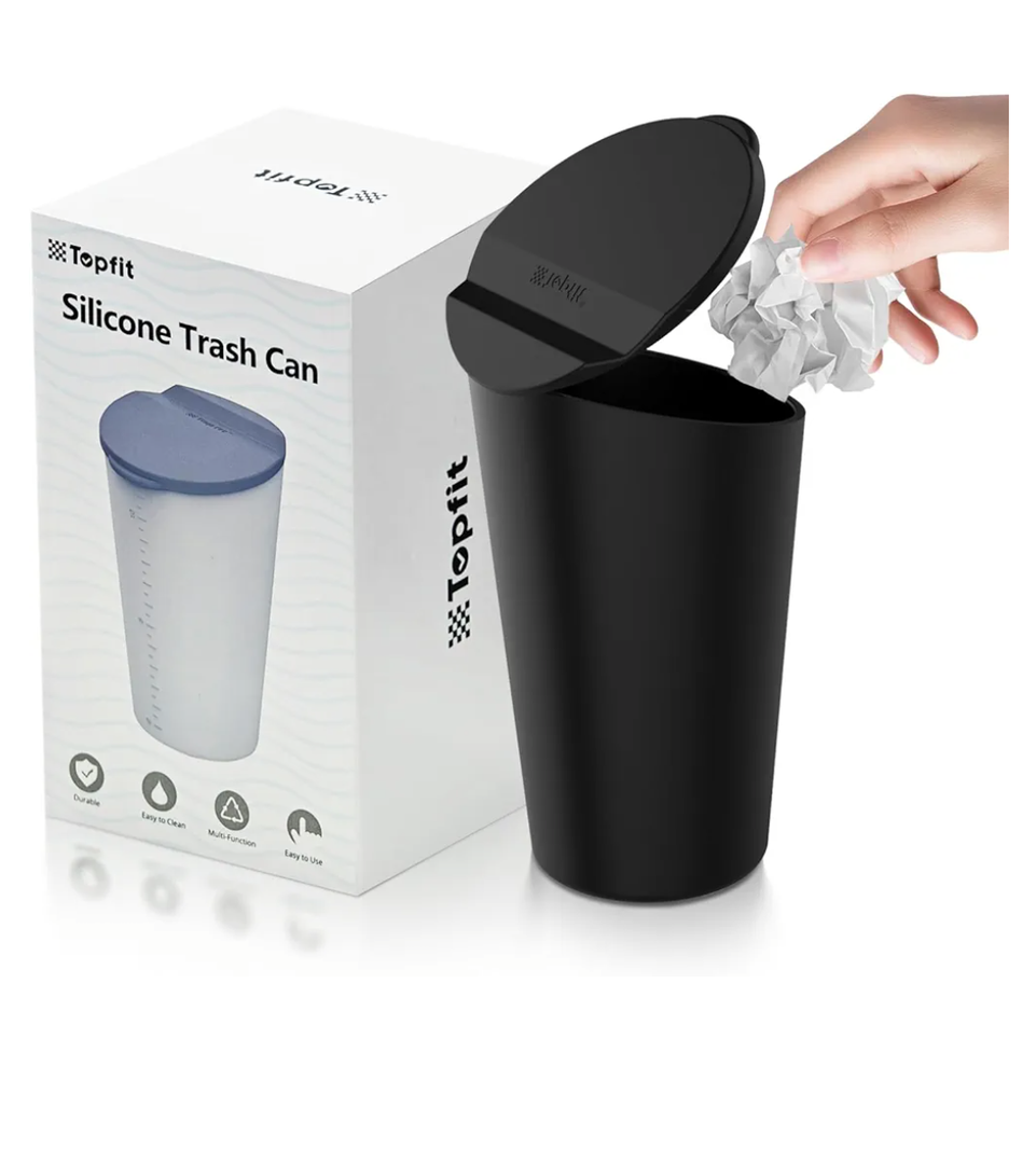 BMZX Car Trash Can with Lid Small Cup Holder Door Pocket Garbage Can Bin Trash Container Fits Auto Home Office, Black 1 Pack