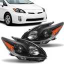 Headlight Assembly Fit for 2010-2011 Toyota Prius Black Housing Clear Lens