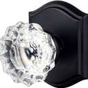 Passage Glass Door Knobs Interior, Antique Crystal Door Knobs for Hall and Closet, Matte Black