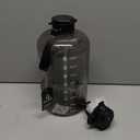 AQUAFIT 1 Gallon Water Bottle with Time Marker - Straw & Chug Lid - BPA Free Gym Water Bottle with Straw - Big Gallon Jug (Gray, 128 oz - 2 Lids)