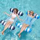 SLOOSH 2 Packs Hammock Pool Floats Adults, 4-in-1 Multi-Purpose Inflatable Pool Floats PVC Water Hammock Lounge Floaties