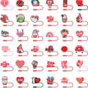 36 Pack Valentines Day Cards with 10mm Straw Covers Caps Compatible with Stanley Cup Tumbler Valentines Day Cards for Kids School Classroom Exchange Gift Party Favors
