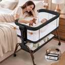 4 in 1 Baby Bassinet, Rocking Bassinet, Bedside Bassinet for Baby, Black, Crib