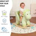 Dinosaur Rocking Horse with Sound and Music for Ages 12-36 Months, Green, 27.95" L x 12.6" W x 22.44" H