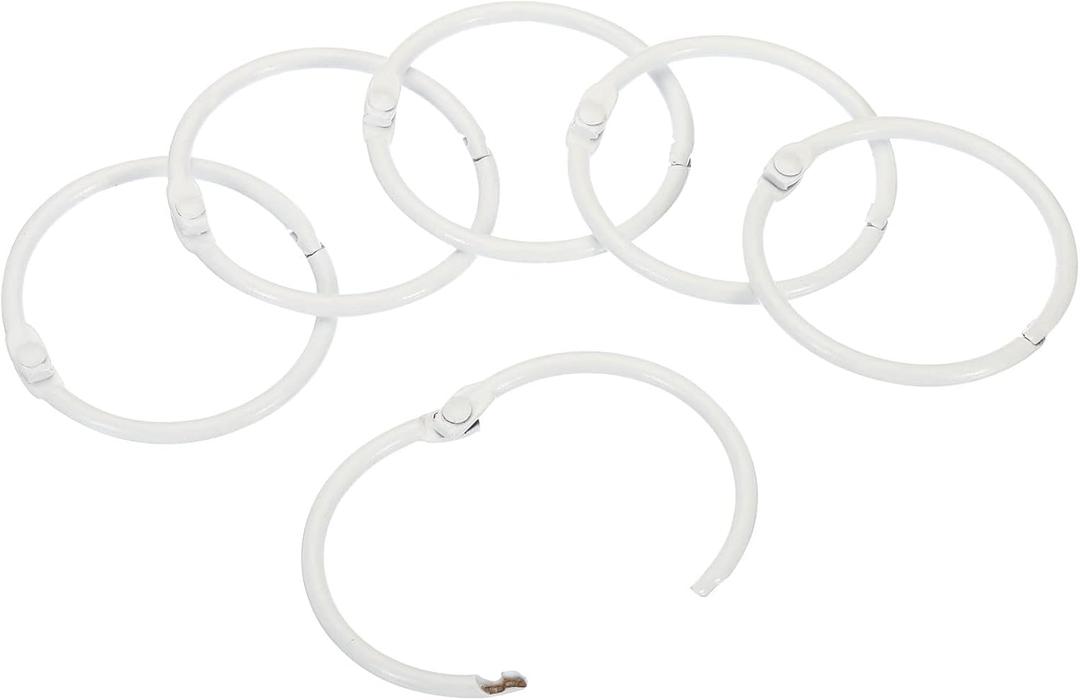 PATIKIL 1.8" OD 1.5" ID Loose Leaf Rings, 20 Pack Binder Ring Book Rings Steel for Paper DIY Scrapbook Notebook Photo Album, White