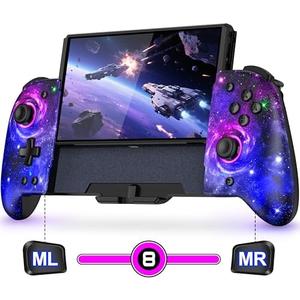 Switch Controllers for Nintendo Switch/OLED Accessories, Hall Effect Joystick Switch Wireless Pro Controller, One-Piece Switch Joypad for Handheld Mode with Light/Mapping