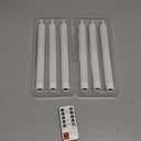 GenSwin Flameless White Taper Candles Flickering with 10-Key Remote, Battery Operated Led Warm 3D Wick Light Window Candles Real Wax Pack of 6, Christmas Home Wedding Decor(0.78 X 9.64 Inch)