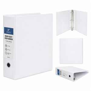 HEAVY-DUTY 3 INCH 3-Ring View Binder, White