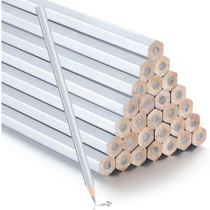 Tondiamo 48 Packs Silver Pencils for Welders Metallic Silver Marking Hex Pencil Welding Supplies Marking Tools for Welders Plumbers Framer Carpenter Office School