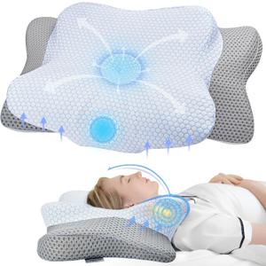 Cervical Pillow for Neck & Shoulder Pain Relief Sleeping - Ergonomic Contour Pillows - Memory Foam Pillow for Side, Back & Stomach Sleepers (Queen Size 25.5"Lx15.5"Wx5.5"H, Blue Gray)