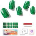 Semi Cured Gel Nail Strips, 20 pcs Nail Wraps, Glaze Stickers, Salon Quality French Manicure, Full Decal Gel Polish Strips, Long Lasting SCG, UV Lamp Required (Shamrock Dew)
