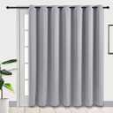 PI Blackout Sliding Door Curtains 84 INCHES Long,Grommet Thermal Insulated Room Divider Door Curtains Window Treatment for Living Room/Bedroom/French Door/Patio/Home Decoration(Light Grey,W100XL84)