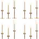 Gold Hurricane Candle Holders Set of 12, Tall Metal Windproof Glass Taper Candle Holder for Candelabra Centerpieces for Dining Table, Wedding, Party & Fireplace Mantel Decor