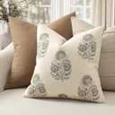 YCOLL Vintage Floral Print Pillow Covers 22x22 Set of 2 Patterned Accent Decorative Cushion Covers Modern Farmhouse Throw Pillow Covers for Sofa Couch Chair Bed Living Room Home Decor, Light Brown