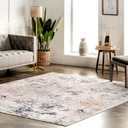nuLOOM 4' x 6' Machine Washable Stain-Resistant Area Rug with Non Slip Backing, Low Profile for Living Room, Bedroom, and Dining Room, Danae Ivory