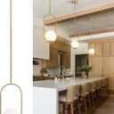 Yunnix 3 Pack Pendant Lights Kitchen Island, Pendant Light Fixtures, Modern Matte Gold Globe Glass Pendant Lighting, Brass Mid Century Chandelier One Light for Bathroom Bedroom Dining Room