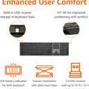 Amazon Basics Ultra Premium Wireless Keyboard and Mouse Combo, Rechargeable, Full-Size with Number Pad, Sleek Design, Plug and Play, Quiet Typing, 2.4GHz USB Receiver, Black