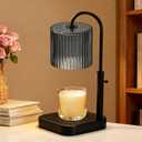 Gold Candle Warmer Lamp with Timer,Mothers Day Gifts for Mom,House Warming Gifts New Home Decor,20 Gears Rotary Dimming with 2 Bulbs (Dark Gray)